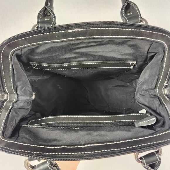 Tignanello Black Y2K Leather Purse Contrast Stitching Zip Around Closure - Picture 10 of 16